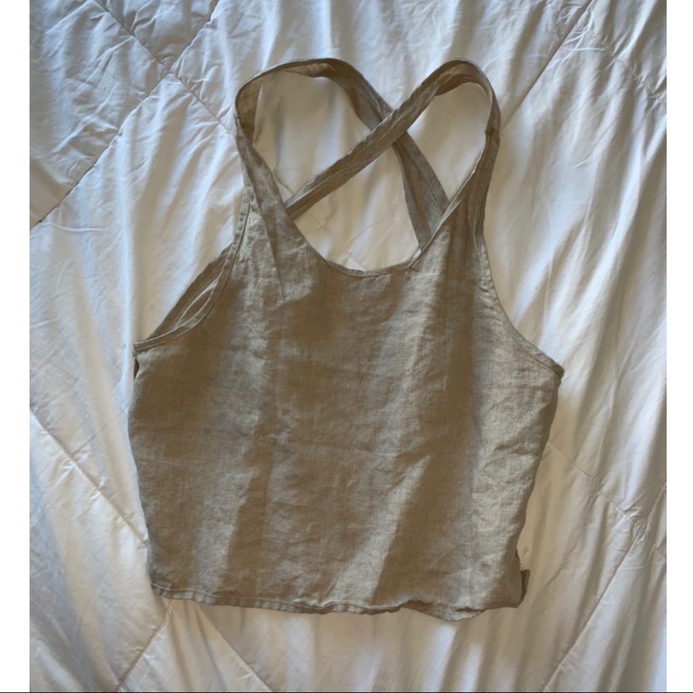 Tan Urban Outfitters open back crop top